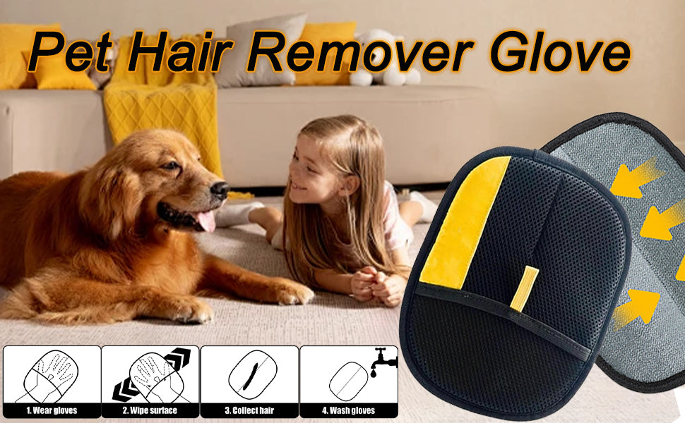 🐾  CleanFur Pro-Advanced Reusable Pet Hair Remover Glove for Dogs & Cats